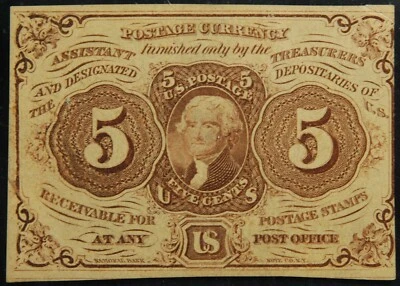 CU 1862-63 US 5c First Issue Five Cent Fractional Postage Currency - FR 1230  - Image 1 of 2