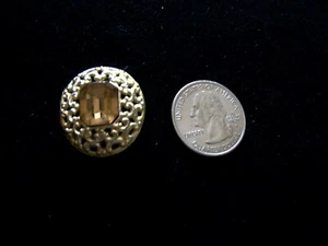 6 GOLDEN TOPAZ OVAL FILAGREE GOLD TONE BUTTONS 1″ IN SIZE - Picture 1 of 2