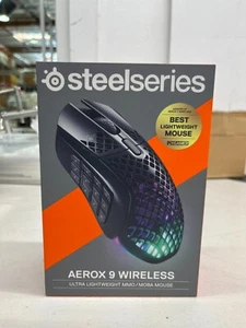 SteelSeries Aerox 9 Wireless Optical Gaming Mouse - Black (62618)  - BRAND NEW - Afbeelding 1 van 7