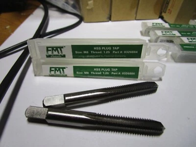 FMT M8 1.25 HSS 4 Flute Bright D5 Plug Hand Tap QTY 2