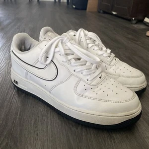 Nike Air Force 1 '07 'White Black Outline' Used - Good Condition - Picture 1 of 8