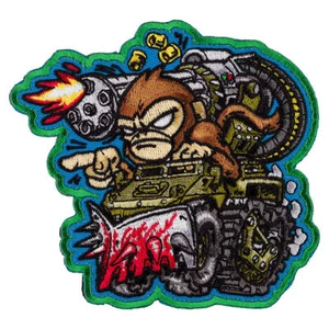 Monkey War Machine Morale Patch Brown Green Blue Embroidered Badge Hook Fastener - Picture 1 of 2