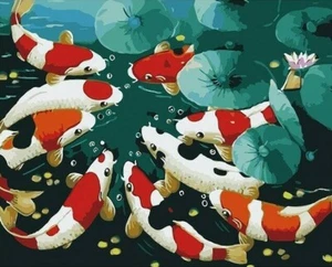 Malen nach Zahlen DIY Kit Fisch Koi 40 cm x 50 cm Leinwand - Bild 1 von 5