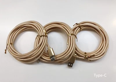 3-Pack 10ft Type-C Nylon Braided USB Data Sync Charger Charging Cable Cord - Image 1 of 4