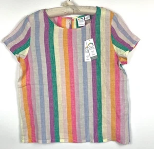 NWT C&C California Linen S/S Top Small Stripe Summer Resort Vacation - Picture 1 of 6