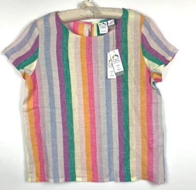 NWT C&C California Linen S/S Top Small Stripe Summer Resort Vacation - Image 1 of 4