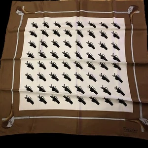 Tuch Felicitas Queisser Golfmotiv Braun-Beige 76x76cm - Bild 1 von 4