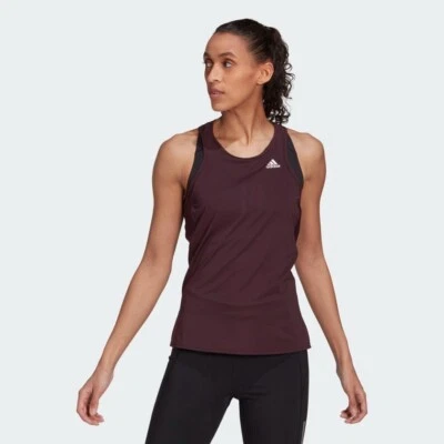 adidas Vest Top Womens Own The Run Running Tank Maroon Breathable Reflective - Image 1 of 4