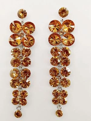 Brincos longos pendentes estilo gota cachoeira cristais marrons claros requintados - Imagem 1 de 3