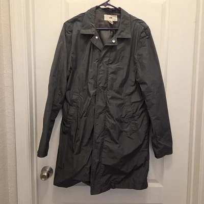 H&M raincoat trench coat jacket men's women's size M Medium dark gray - Image 1 of 4