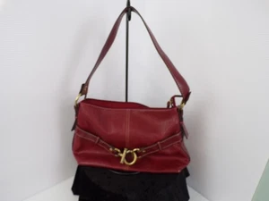 Cartera de mano reliquia de cuero sintético rojo patrón espiga latón HDW - Imagen 1 de 6