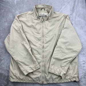 Vtg Eddie Bauer Jacket Mens XL Beige Rain Coat Camp Fishing Hiking Trail Zip - Picture 1 of 16
