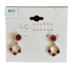 Pendientes lágrima roja chapados en oro LC LAUREN CONRAD para mujer nuevos con etiquetas - Imagen 1 de 3