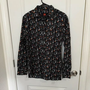 Simon Banks Neu ohne Etikett Halloween Button-Down schwarzes Herrenhemd Größe Medium Skelett - Bild 1 von 9