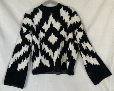 Suéter de punto H&M para mujer mediano negro estampado en zig zag poliéster/acrílico Foto 1 de 3