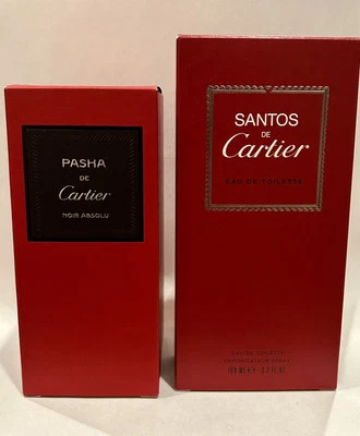 Lote de fragancias Cartier para hombre Santos EDT y Pasha Noir Absolu EDP 100 ml/3,3 oz (x2) Foto 1 de 4
