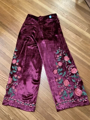 Pantalones Anna Sui X Free People bordados de pierna ancha talla 2 (la cintura se ajusta como 0) Foto 1 de 4