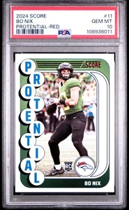 2024 Panini Score Protential #11 Bo Nix Protential-Red PSA 10 - Picture 1 of 2