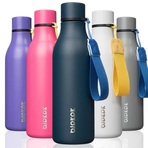 Best Insulated Water Bottles, 18 oz Stainless Steel Metal Bottle with Strap, BPA - Picture 1 of 6