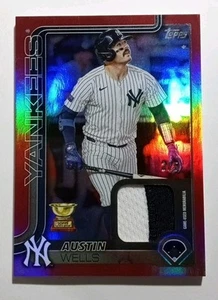 2025 25 Topps Series 2 Austin Wells # 591 Jersey Patch Red Foil Rainbow 2/5 - Picture 1 of 2