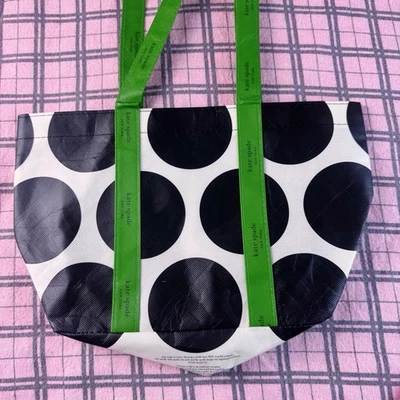 Bolso de Mano Kate Spade Reutilizable a Lunares - Negro Blanco Verde Asas Bolsas de Almacenamiento Foto 1 de 4