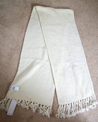 LACOSTE Blanco Tejido Grueso Bufanda Envolvente Mantón Flecos Lg Nuevo Unisex 15 x 88 Caimán Foto 1 de 4