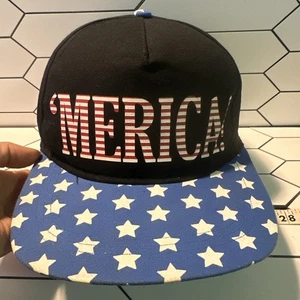 'Merica Snappack Hat USA America Red White And Blue 4th Of July Flat bill - Picture 1 of 13