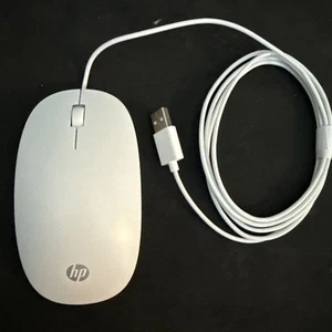 HP White Lifestyle White Wired USB Optical Mouse MODEL TPC-P001M 2 Button Scroll - Picture 1 of 2
