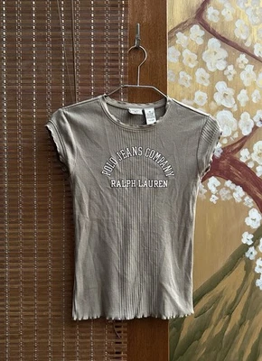 Vintage Y2K Polo Jeans Co Cotton Ribbed Babydoll T-Shirt Sz XS  - Image 1 of 4