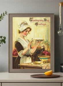 Vintage Thanksgiving Grüße gezählt Kreuzstichmuster Nadelspitze - Bild 1 von 2