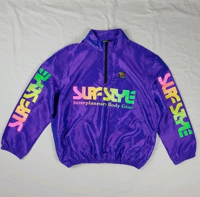 Vintage Surf Style Interplanetary Body Gear Iridescent Purple Windbreaker XL - Image 1 of 4