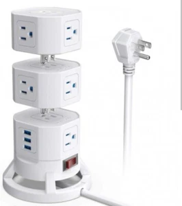 *LOT OF 2* BESTEK 12-Outlet Power Strip's w/3-port USB, Surge Protector MRJ12001 - Picture 1 of 8