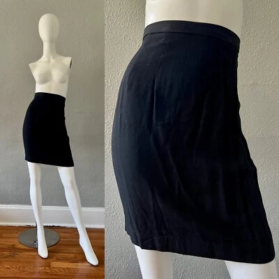 Minifalda lápiz ondulante cintura alta negra vintage años 80 S Foto 1 de 4