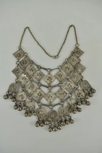 Ethno Jemenit Hochzeit Schmuck Halskette Tribal geometrisches Design mit Glocken - Bild 1 von 9