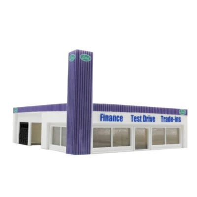 Outland Models Railway Scenery Car Dealership Building 1:87 HO Scale - Image 1 of 4
