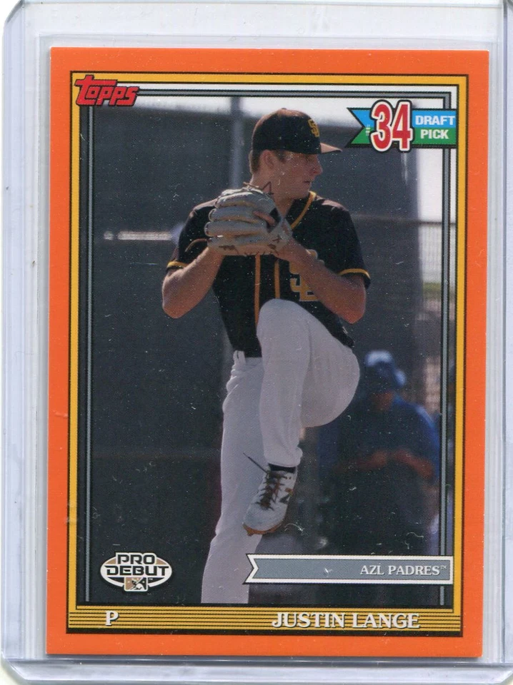2021 Topps Pro Debut Orange Paper 34th Draft Pick Justin Lange 25/25 - Image 1 of 1