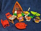 Fisher Price Little People Camping Cabin Playset Tent Boat Dog Figures Fire