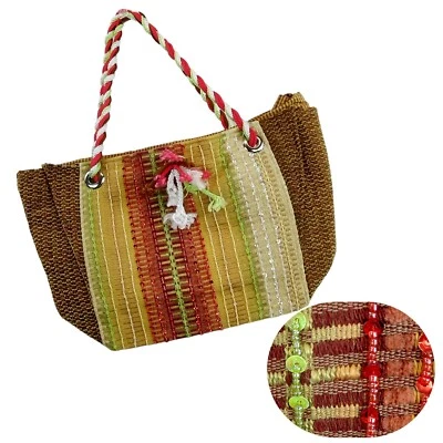 Женская сумка с короткими ручками мульти бисером вышивка с подкладкой верхний двойной веревки ручки молнии застежки - Изображение 1 из 4