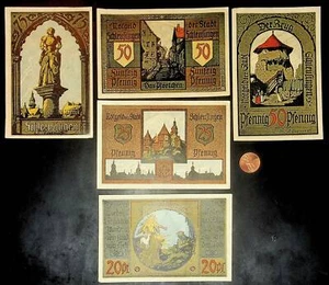 1921 Alemania SCHLEUSIAGIN 20 25 50 75 Fennig Billete/Juego de Dinero de Emergencia - Imagen 1 de 2