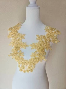 Gold Lace Applique 2 pieces For Dress Decoration (13" x 5") Embroidered patch - Picture 1 of 3