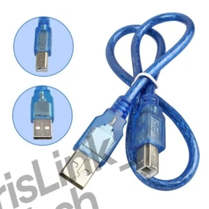 10-Pack UNO Micro USB & Printer USB Cables 30/50cm Transparent Blue Square - Picture 1 of 14