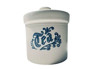 Vtg Pfaltzgraff Yorktowne TEA Canister Crock Lid Made USA 502 Country Blue 5” - Picture 1 of 9