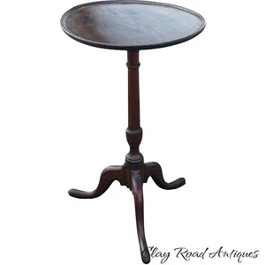 antique 18th century candle stand dish rim top 1760s Queen Anne tea stand - Picture 1 of 22
