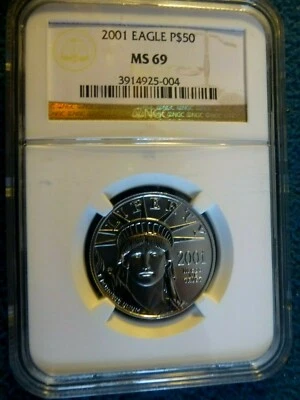 2001 EAGLE 1/2 OUNCE CERTIFIED PLATINUM MS 69 BY NGC - Image 1 of 2