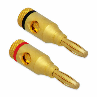 Bananenstecker 4mm, 24K Vergoldet – 20 Stück Set (10x Rot, 10x Schwarz) Für Lautsprecherkabel