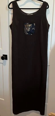 Nina Piccalino Vintage Dress Women Sz 14 Maxi Sleeveless Tank Overall Faux Suede - Image 1 of 4