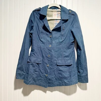 Chaqueta de algodón azul Free People vintage forro a cuadros talla 8 Foto 1 de 4