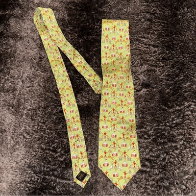 VTG Peter Blair Lime Green 100% Silk Circus Ring Lion Novelty Print Tie Retro - Image 1 of 4