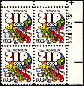 US Stamp Scott # 1511 Zip Block Mint NH - 10 Cents It All Depends on Zip Code - Picture 1 of 1