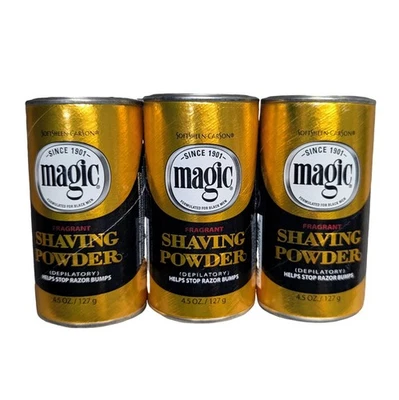 (3) Pó de barbear Magic Gold perfumado 4,5 oz NOVO ENVIO RÁPIDO - Imagem 1 de 4